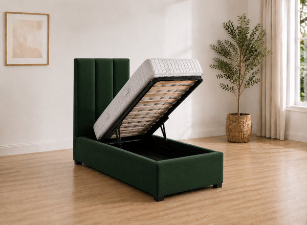 Single Iberis Ottoman - Bottle Green Velvet