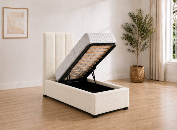 Single Iberis Ottoman - Vanilla Cream Boucle