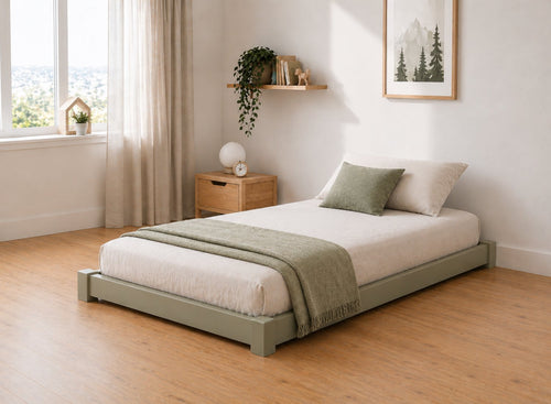 Single Ludham Sage Green Wooden Floor Bed