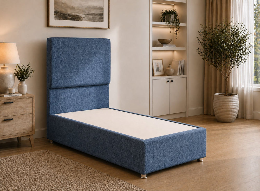 Heather Gingham Green Bed Frame with Mattress and Upholstery