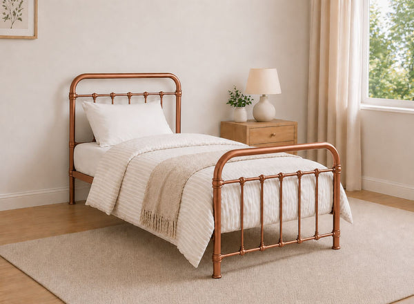 Single Massingham metal Bed in Copper