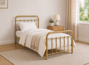 Single Massingham metal Bed in Gold