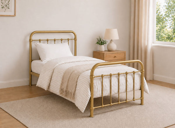 Single Massingham metal Bed in Gold