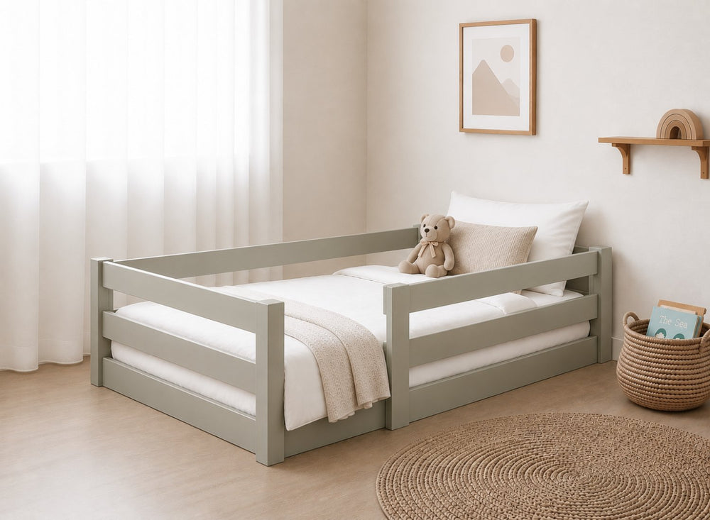 Single Necton Oak Stain Toddler Floor Bed