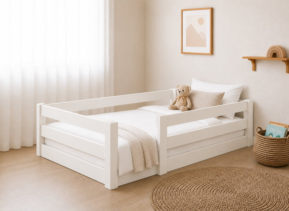 Single Necton Oak Stain Toddler Floor Bed