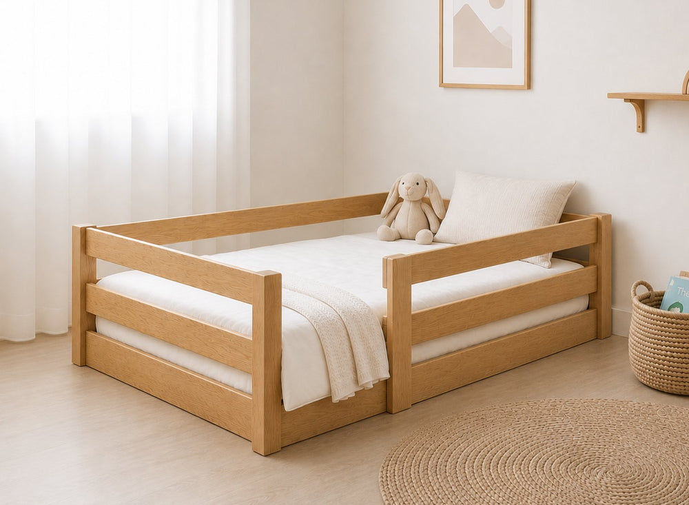Single Necton Oak Stain Toddler Floor Bed