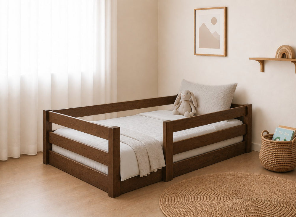 Single Necton Oak Stain Toddler Floor Bed