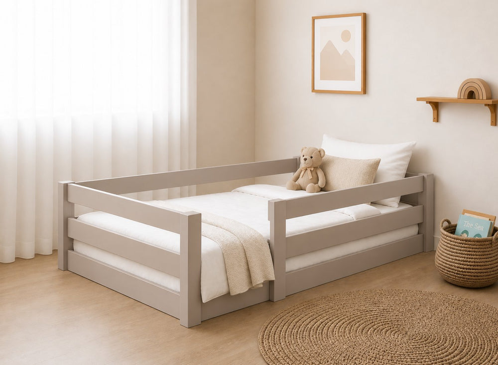 Single Necton Oak Stain Toddler Floor Bed