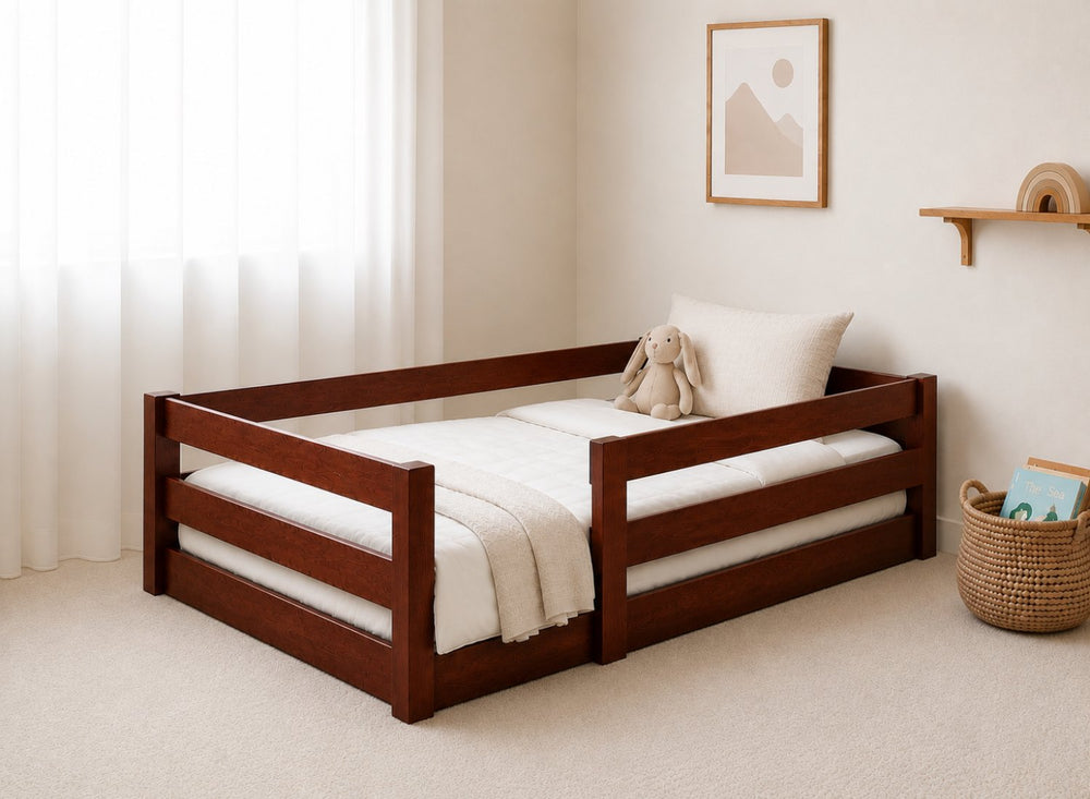Single Necton Oak Stain Toddler Floor Bed