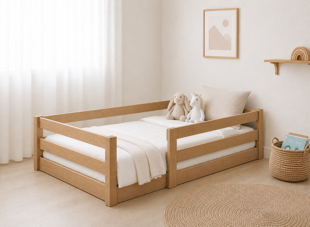 Single Necton Oak Stain Toddler Floor Bed