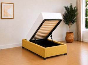 Flat Weave Ottoman Base in Ochre Yellow