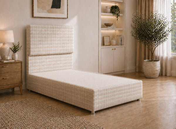 Single Heather Rose Pink Chequered Divan Bed
