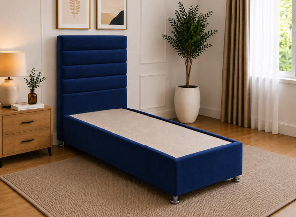 Single Calla Divan Bed in Royal Blue Velvet