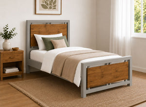 Single Stalham Grey with Oak Panel