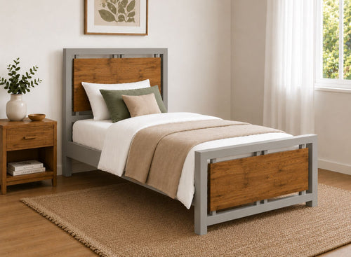 Single Stalham Grey with Oak Panel