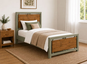 Single Stalham Sage Green with Oak Panel