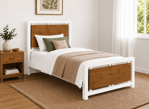 Single Stalham White with Oak Panel