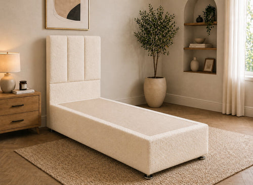 Single Iberis Vanilla Cream Bouclé Divan Bed
