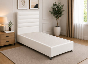 Single Calla White Leather Divan Bed