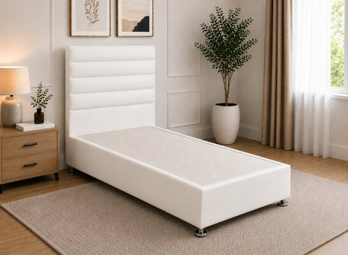 Single Calla White Leather Divan Bed