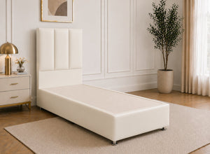 Single Iberis White Leather Divan Bed