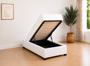 Single Leather End Lift Ottoman in White