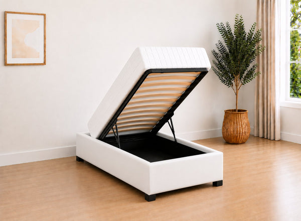Single Leather End Lift Ottoman in White