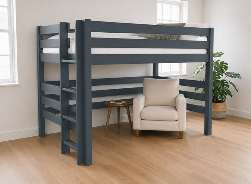 Snettisham Painted Hague Blue Double High Sleeper, Left Side Ladder