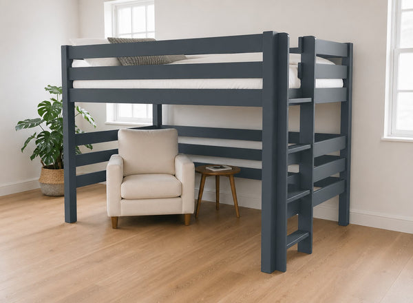 Snettisham Painted Hague Blue Double High Sleeper, Right Side Ladder