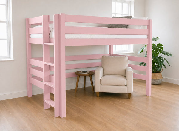 Snettisham Painted Pink Double High Sleeper, Left Side Ladder