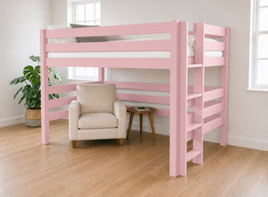 Snettisham Painted Pink Double High Sleeper, Right Side Ladder