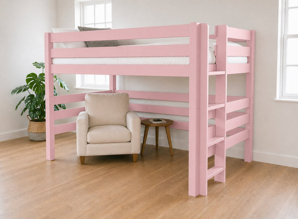 Snettisham Painted Pink Double High Sleeper, Right Side Ladder