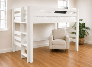Snettisham Double High Sleeper in White, Left Side Ladder