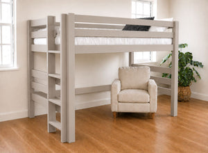 Snettisham Double High Sleeper in Dove Tale Grey, Left Side Ladder