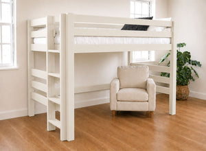 Snettisham Double High Sleeper in Cream, Left Side Ladder