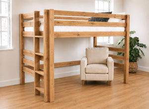 Snettisham Double High Sleeper in Oak, Left Side Ladder