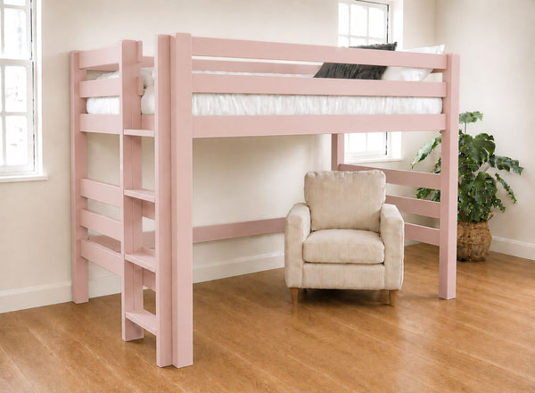 Snettisham Double High Sleeper in Pink, Left Side Ladder