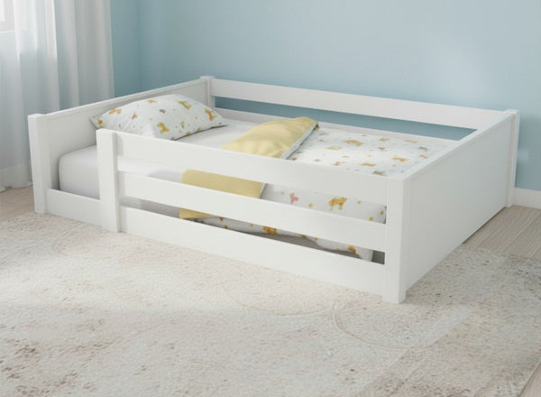 Sparham Floor Bed in All White Finish