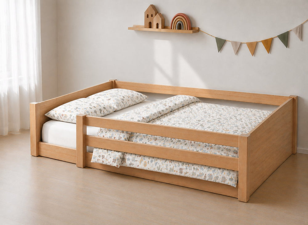 Single Sparham Oak Stain Toddler Floor Bed