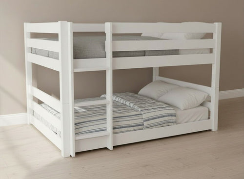 Summerfield Floor Bunk Bed in All White Finish