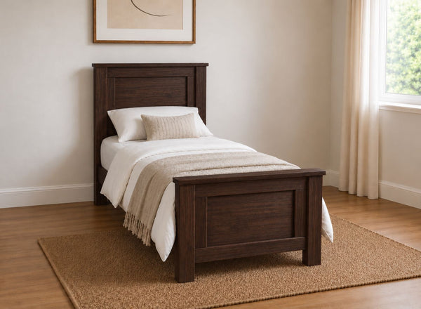 Swaffham Chunky Stained Walnut Wooden Bed in Single Size