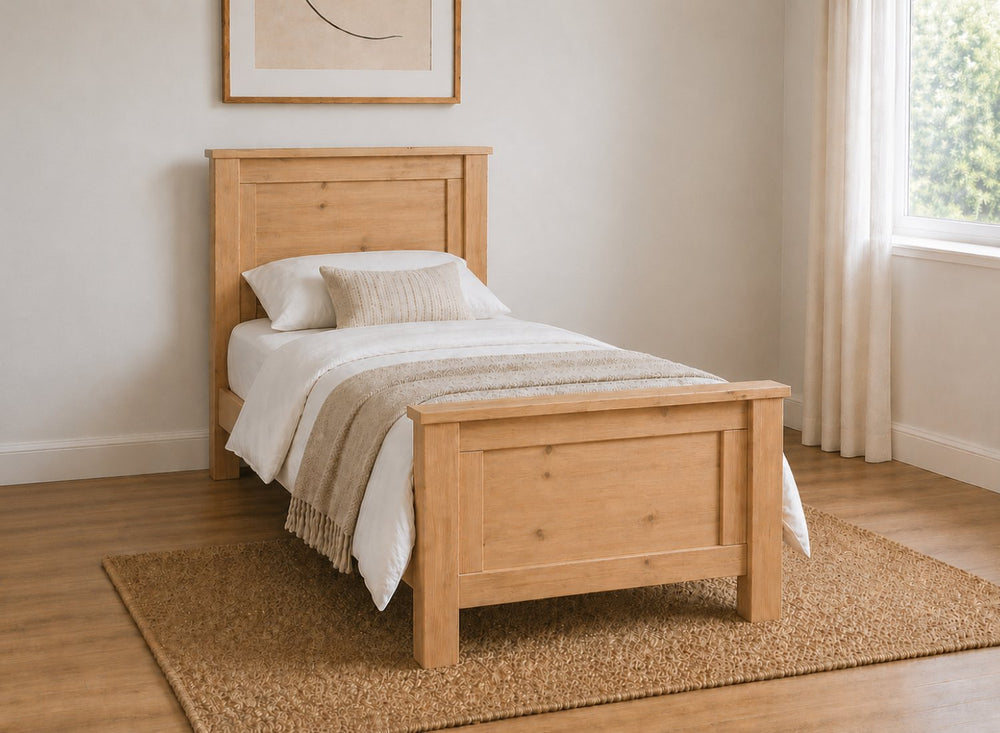 Swaffham Chunky Stained Walnut Wooden Bed in High End
