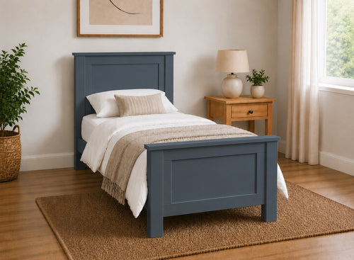 Swaffham Painted Blue Wooden Bed, Single Size