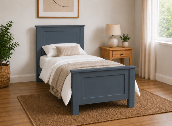 Swaffham Painted Blue Wooden Bed, Single Size