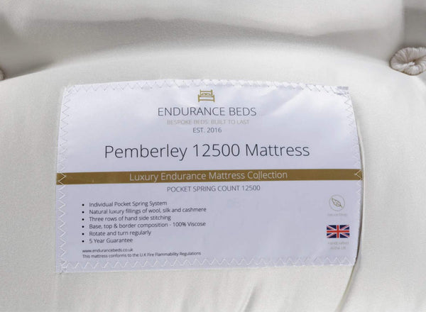 Premium mattress 12500 Pocket Sprung Mattress Label