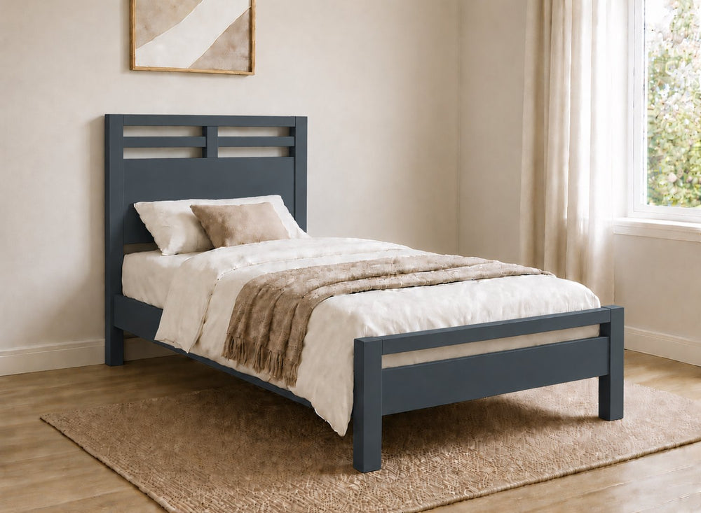 Tottingham Blue Wooden Bed - Hague Blue
