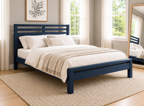 Tottingham Blue Wooden Bed - Hague Blue