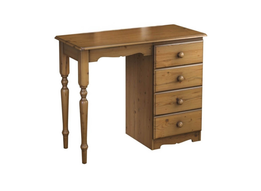 Antique Wellington single dressing table with four drawers and turned legs.