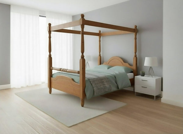 Weybourne 4 Poster with turned rail finished in Oak