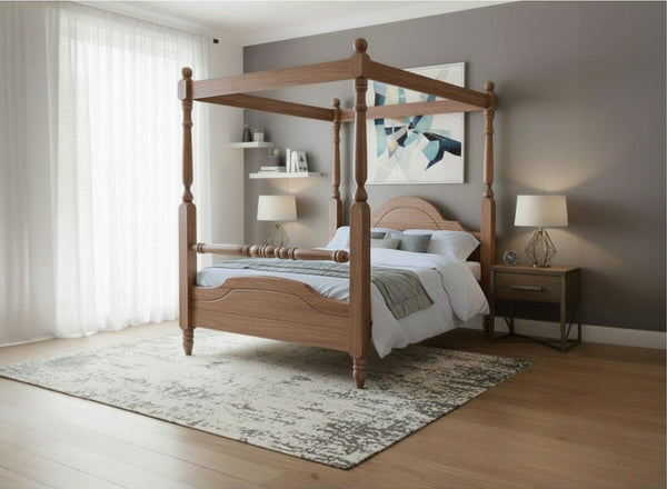 Weybourne 4 Poster with turned rail finished in Walnut